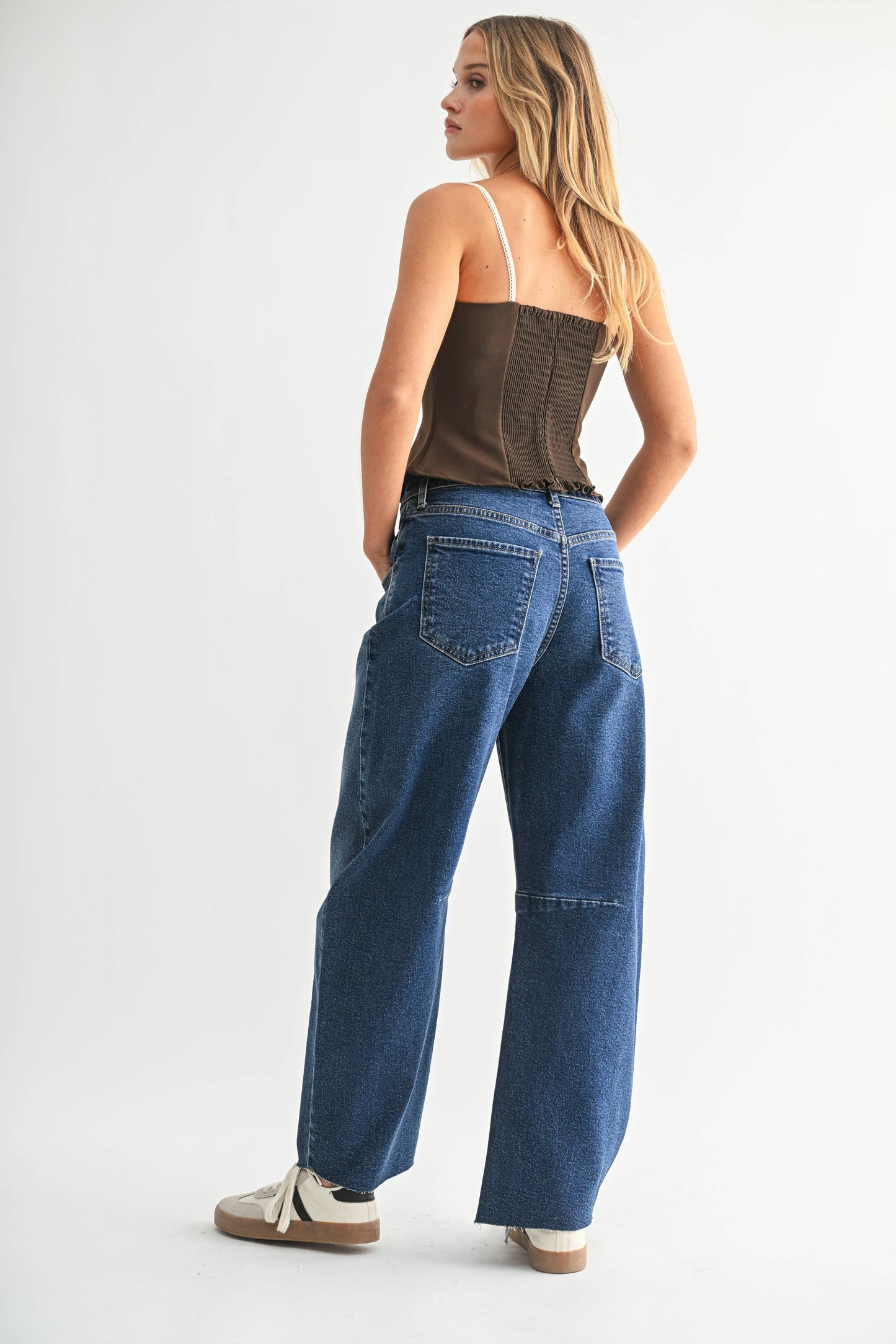 Barrel Jean w/ Seams - Dark Denim