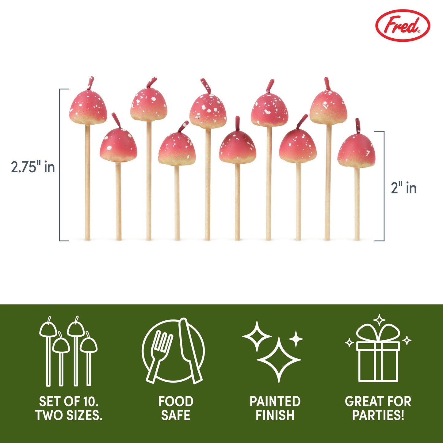 Mushroom Birthday Candles - Set of 10