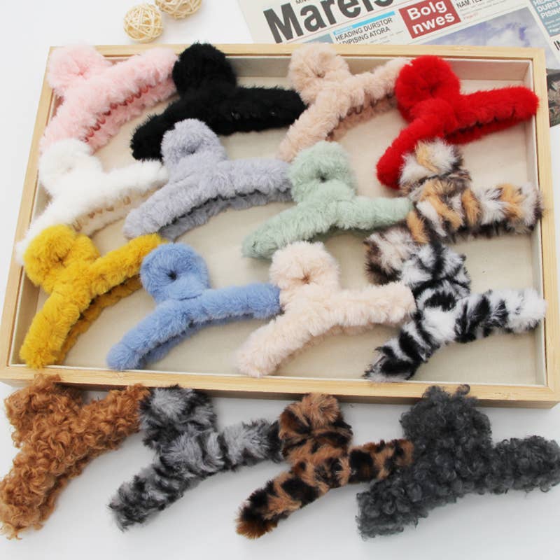 Multicolor Faux Fur Twist Claw Hair Clip