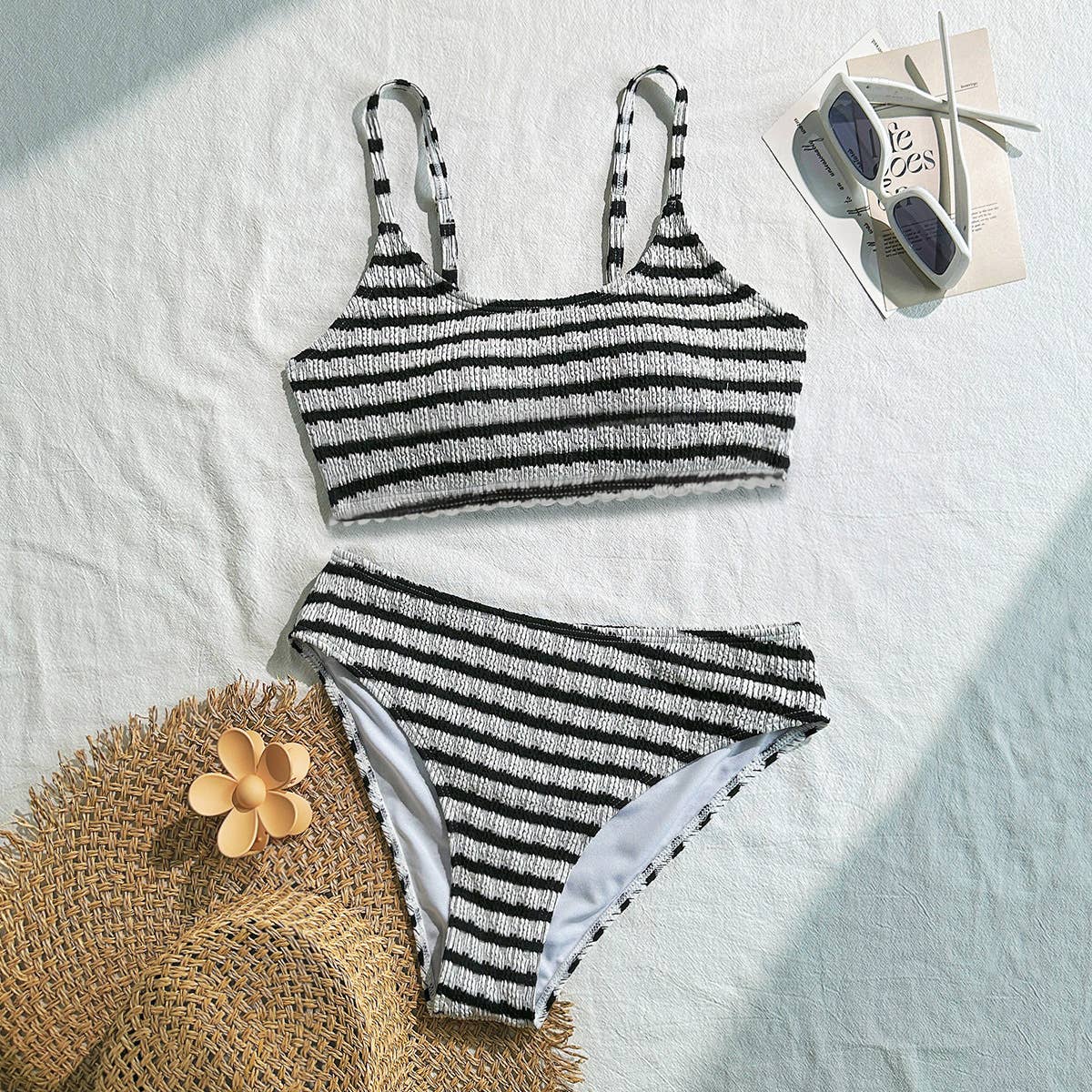 Meredith Stripe Lace-Up Bikini
