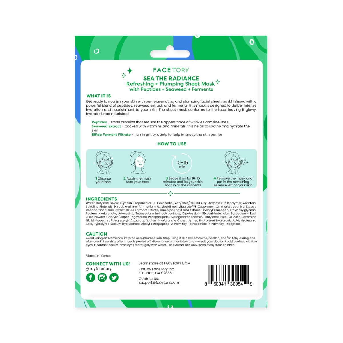 K-Beauty Plumping Sheet Facial Mask - Sea the Radiance