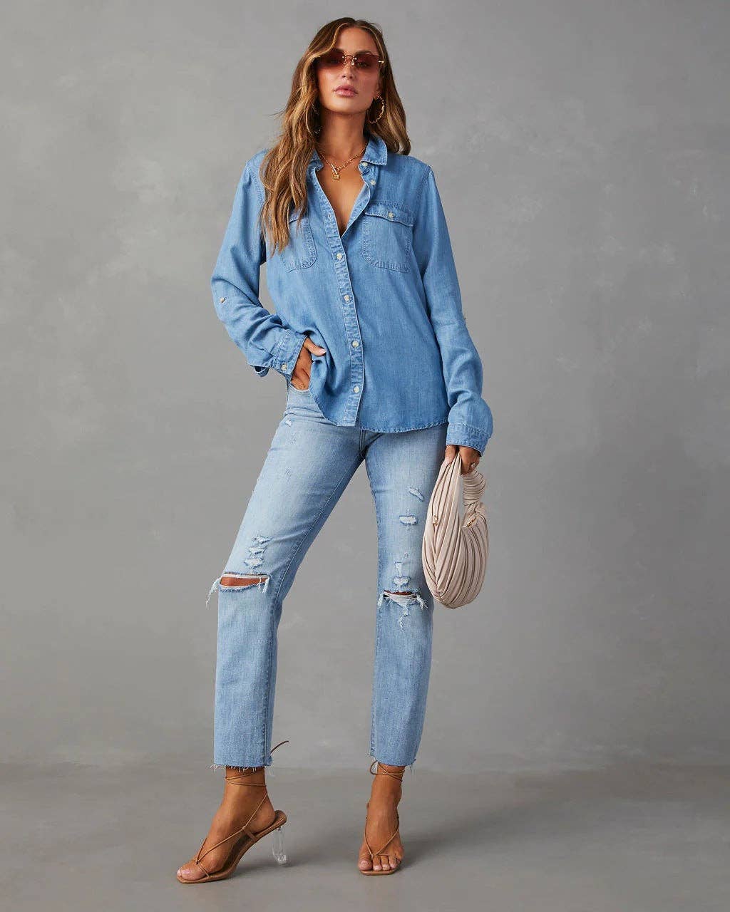 Emmie Denim Pocket Long Sleeves Shirt