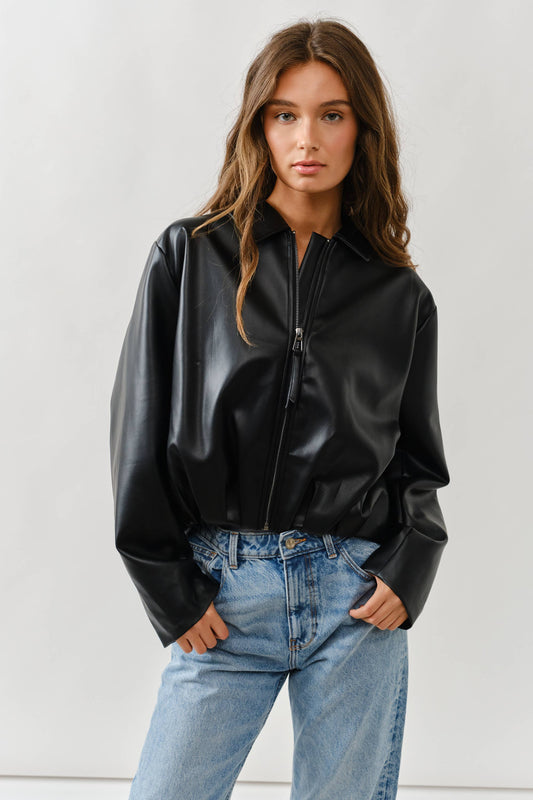 Dustin Vegan Leather Bomber Jacket