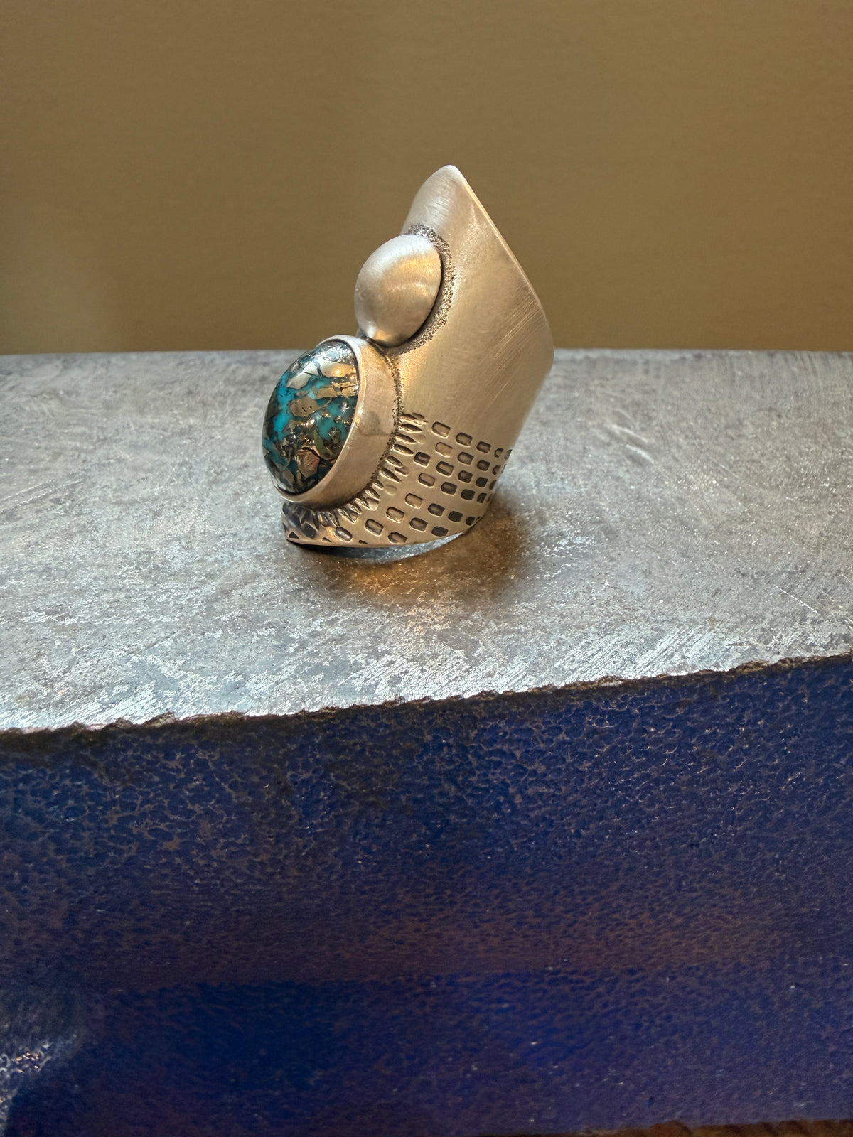 Persian Turquoise Shield Ring - Adjustable