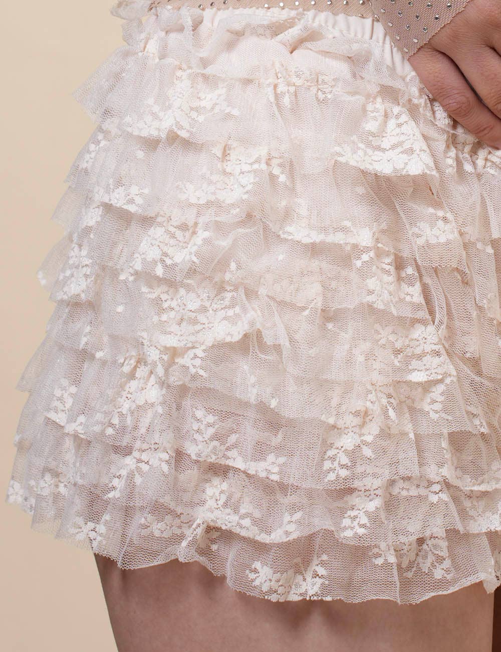 Marie Ladies Ruffle Layered Low Waist Lace Shorts