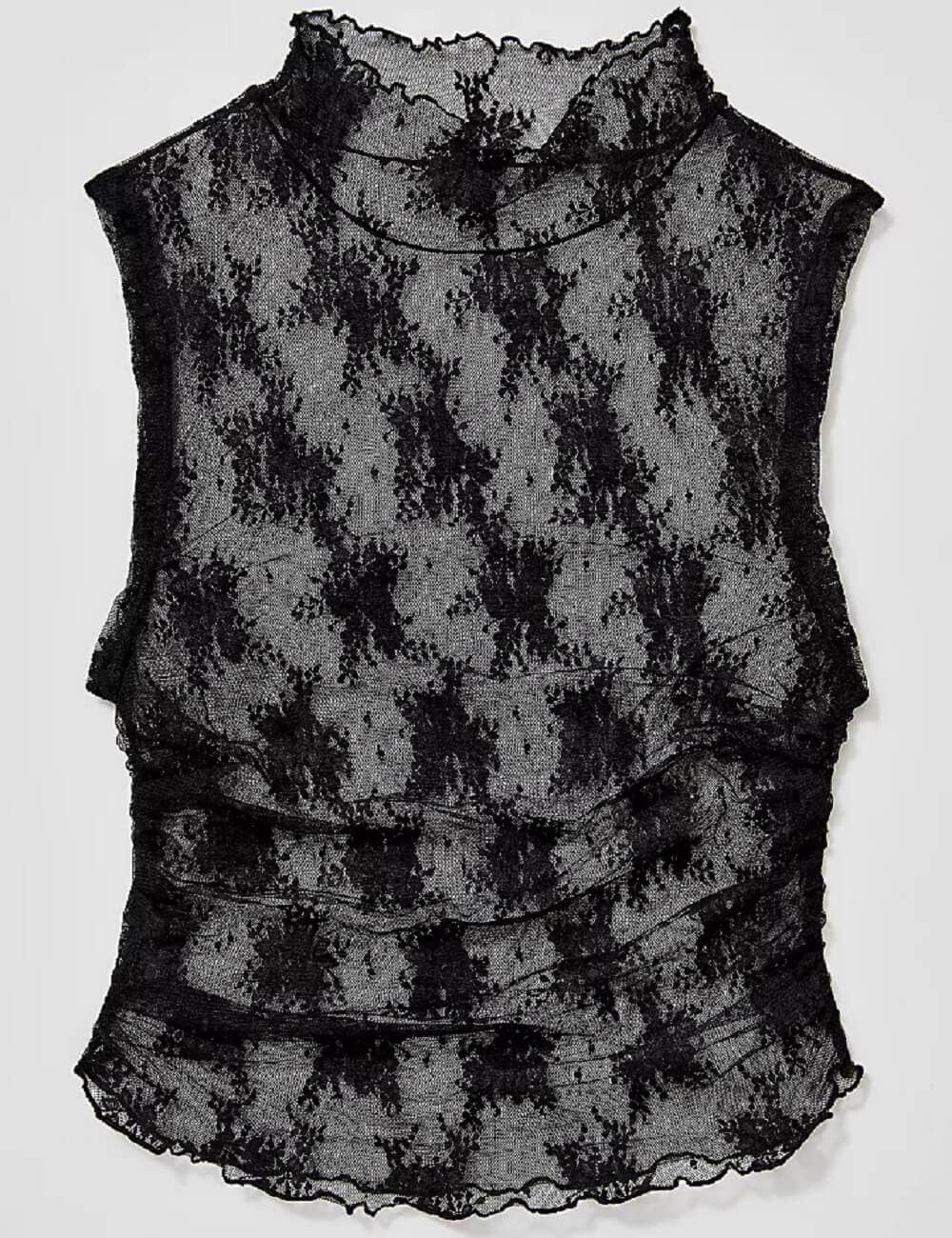 Ladies Lux Floral See Through Lace Sleeveless Blouse