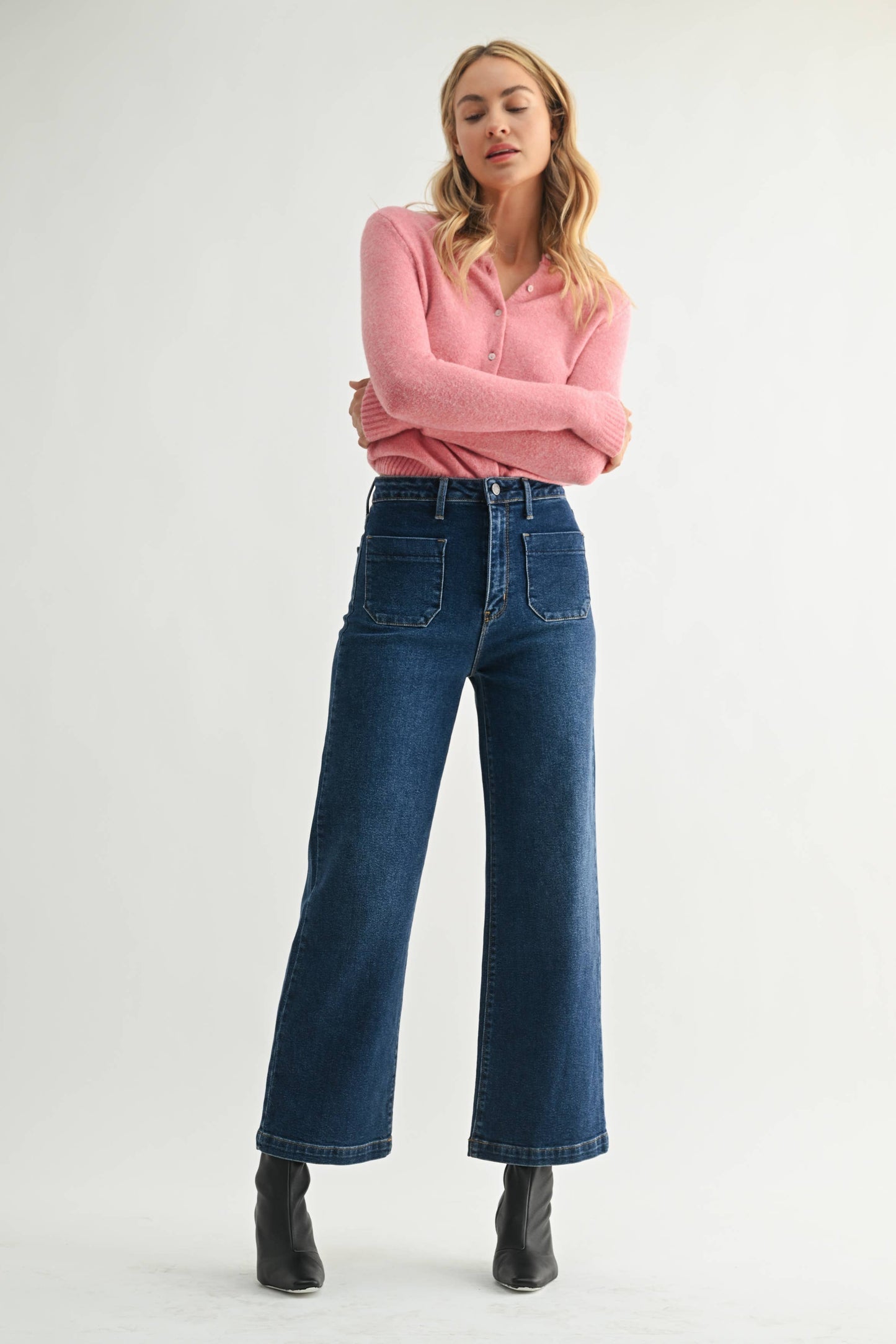Just Black Denim - Patch Pocket Wide Leg Dark BP433J