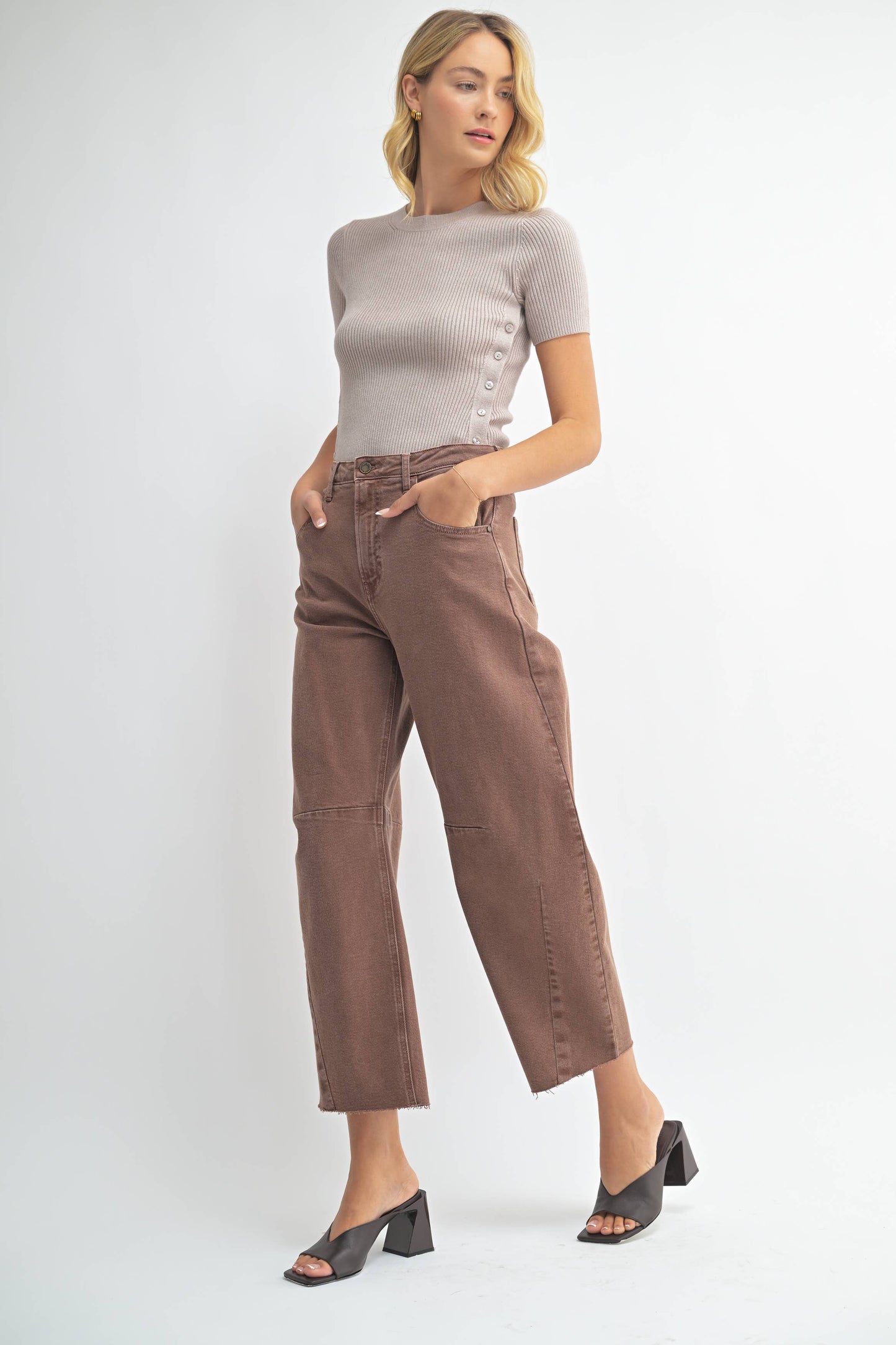 Barrel Jean with Seams - Espresso