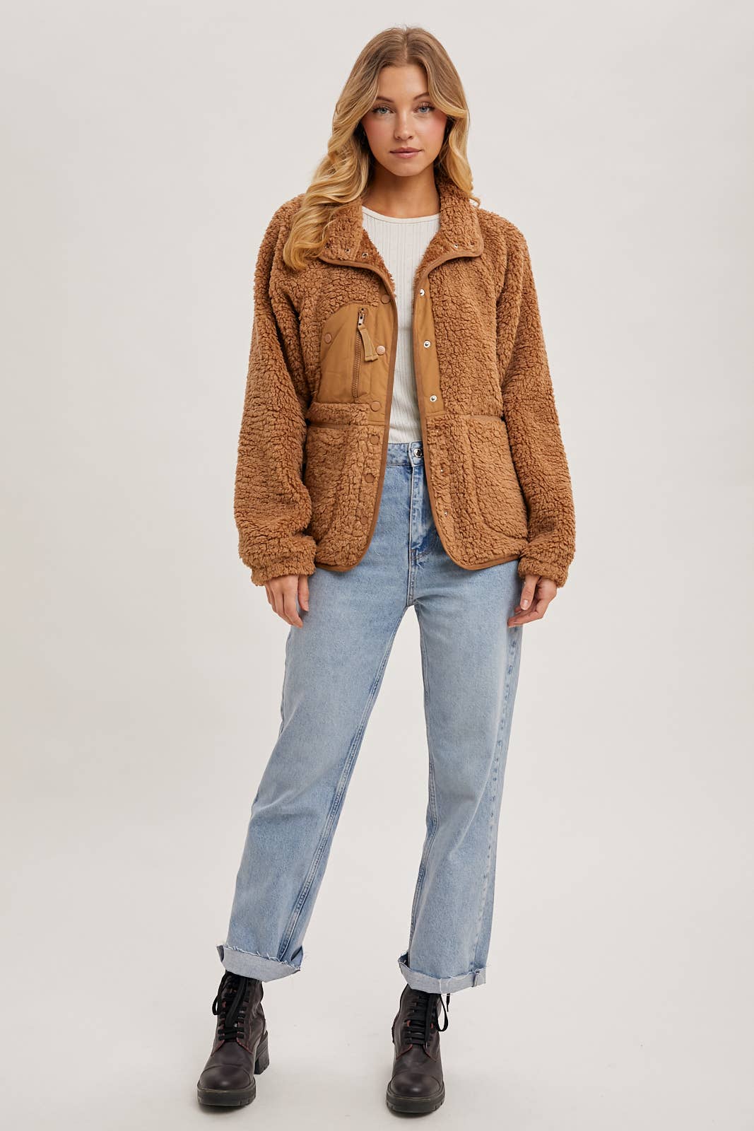 Camila - Button Down Fleece Sherpa Jacket