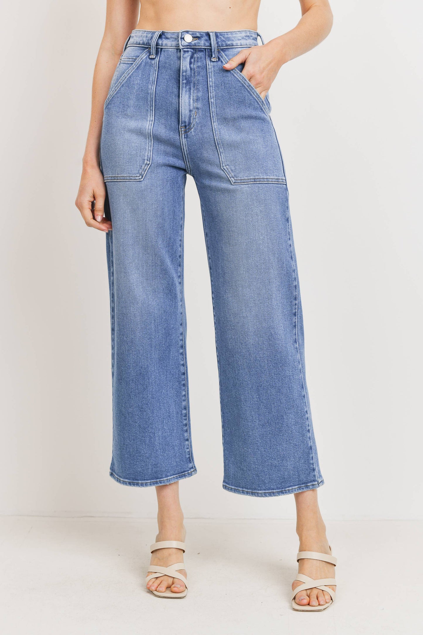 Just Black Denim -  High Rise Cargo Pocket Wide Leg