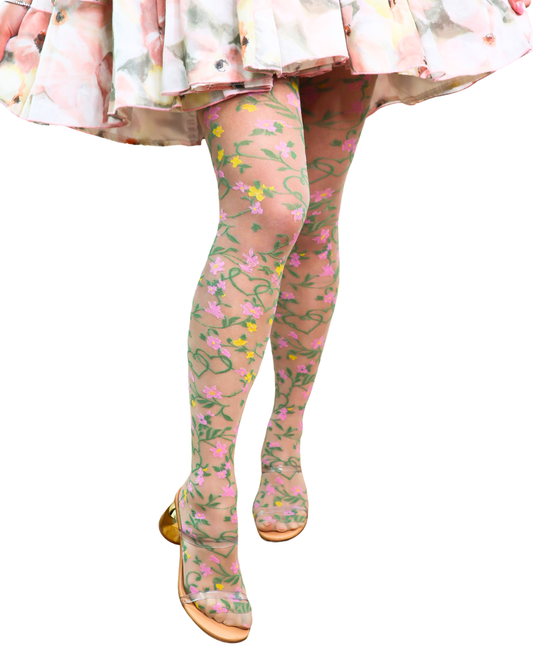 Heart Floral Sheer Thigh High Stocking