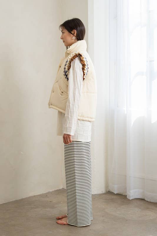 Penny - Elegant Embroidered Puffer Vest