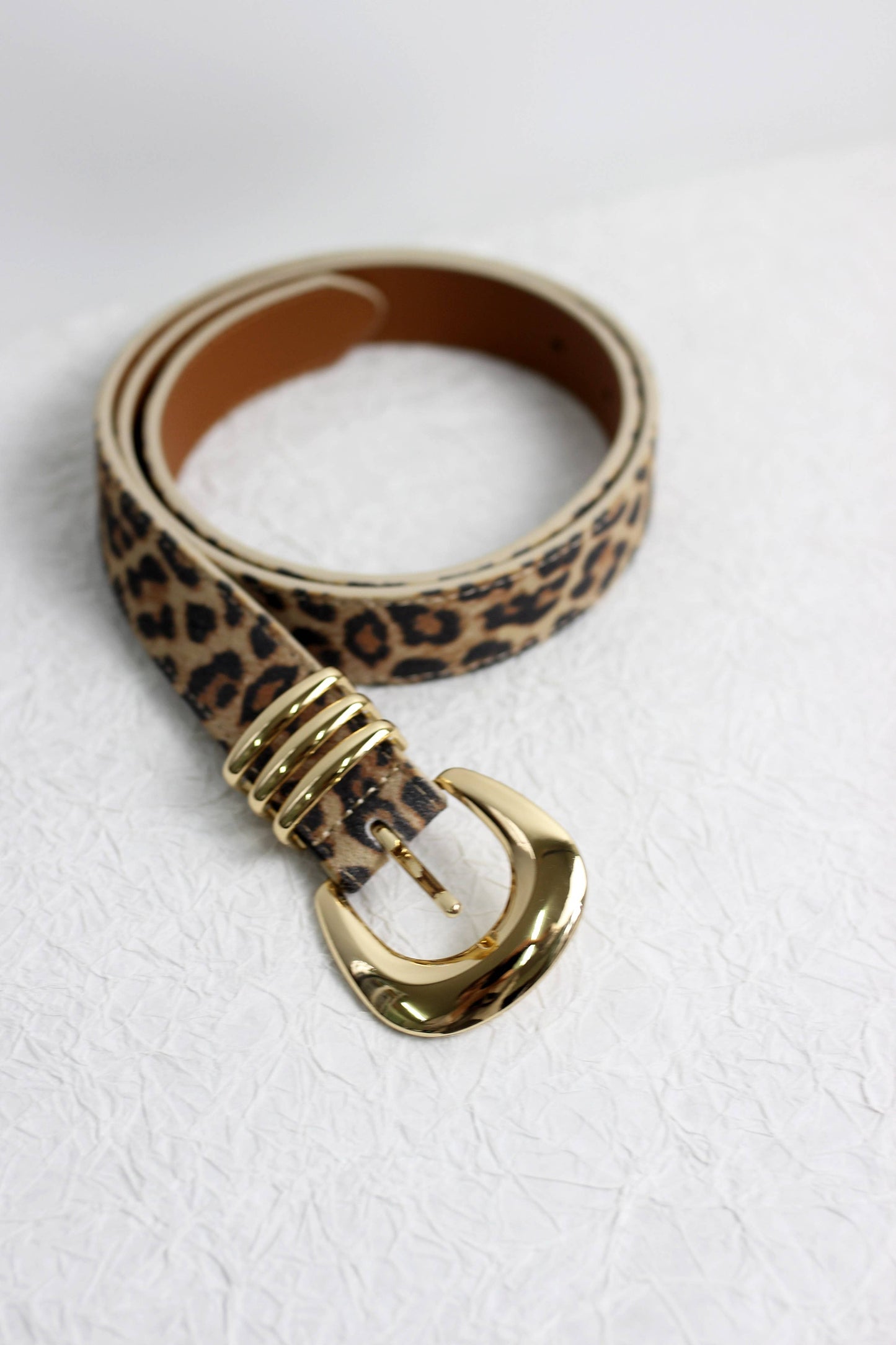 Leopard Print Leather Belt