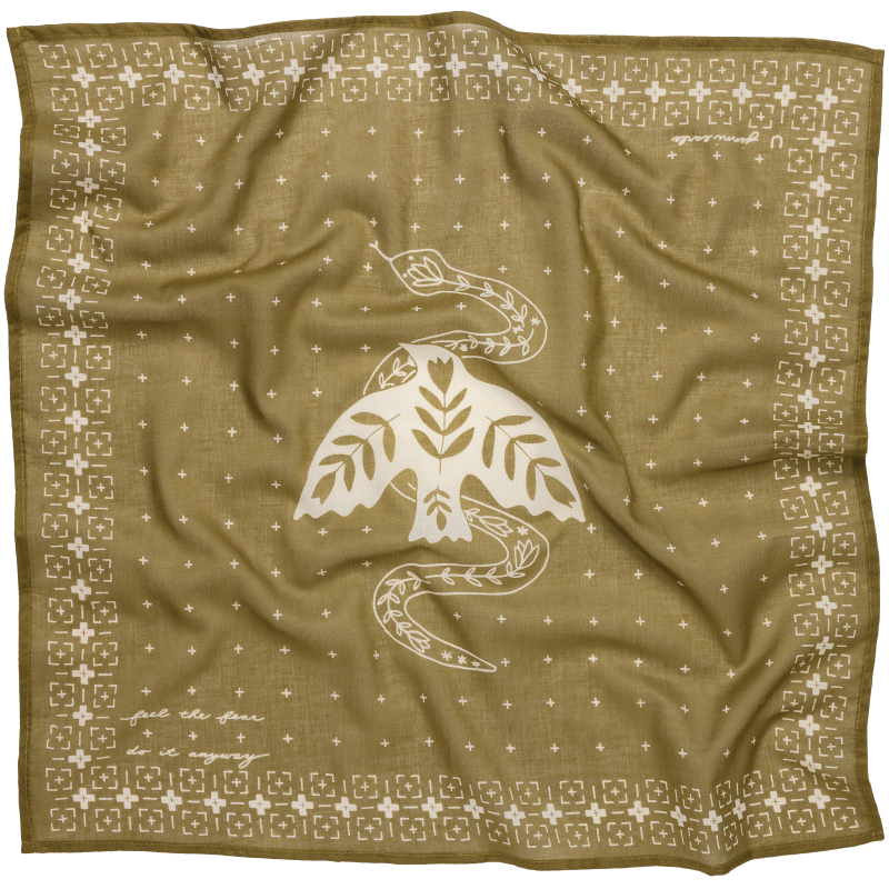 Cotton Voile Printed Bandana - Army