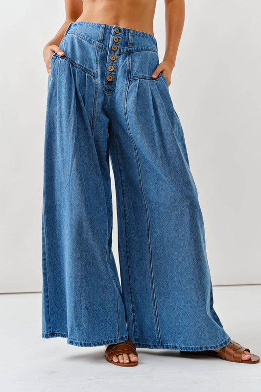Anna Button Down Flare Jeans