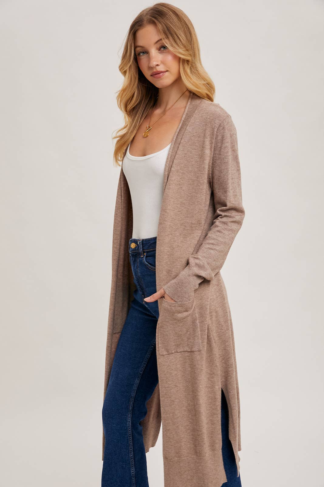 Posh - Longline Open Front Cardigan