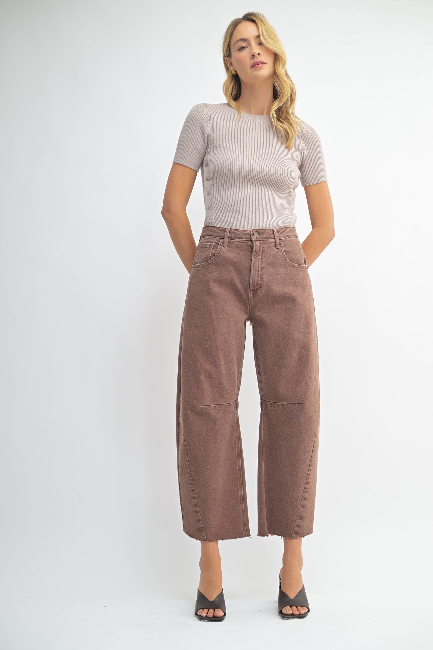 Barrel Jean with Seams - Espresso