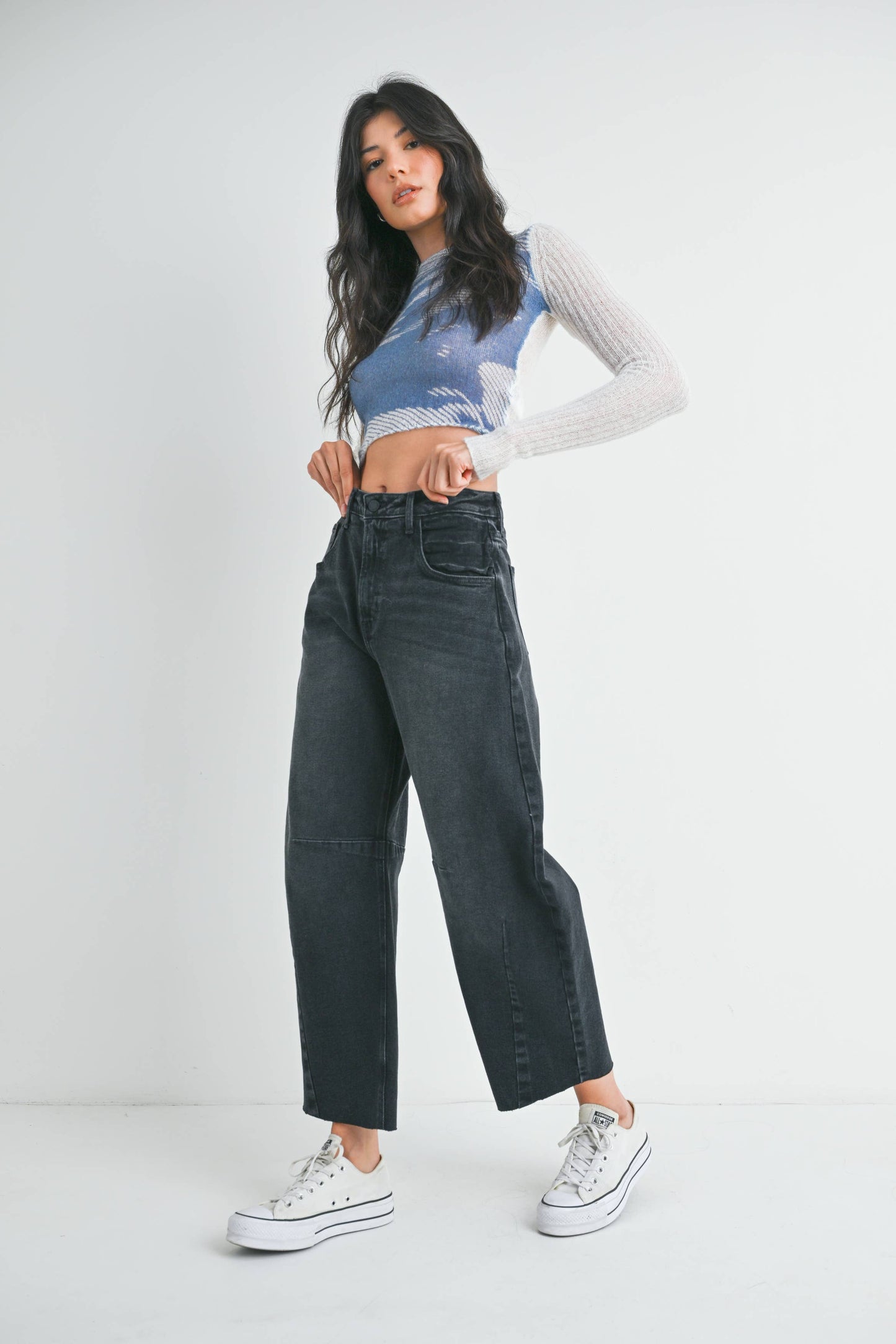 Just Black Denim - Barrel Jean w/ Seams Wash Black BP473J