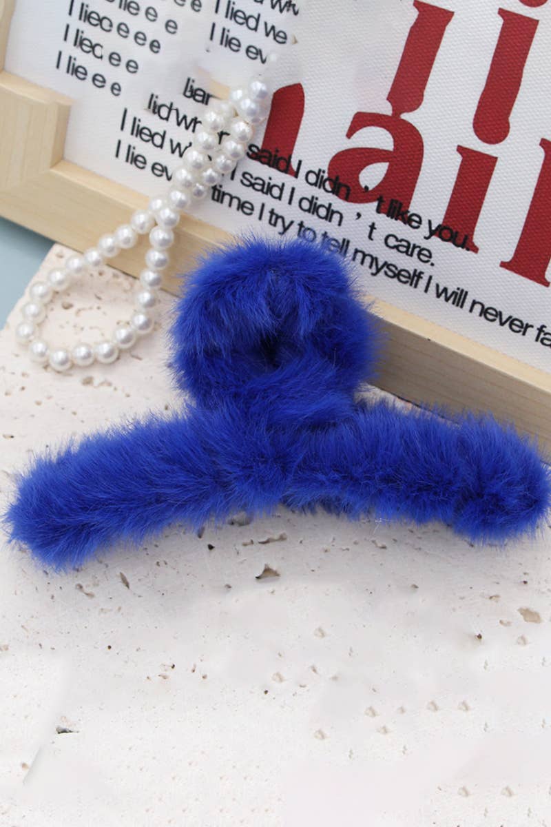 Multicolor Faux Fur Twist Claw Hair Clip