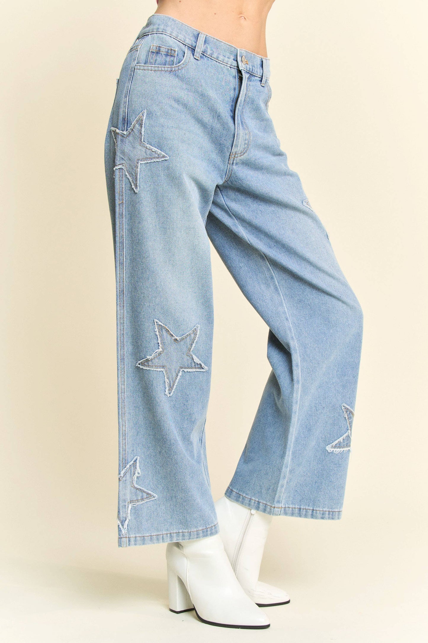 Star Patchwork Denim Pants