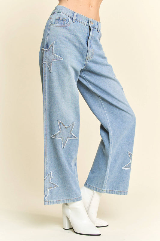 Star Patchwork Denim Pants