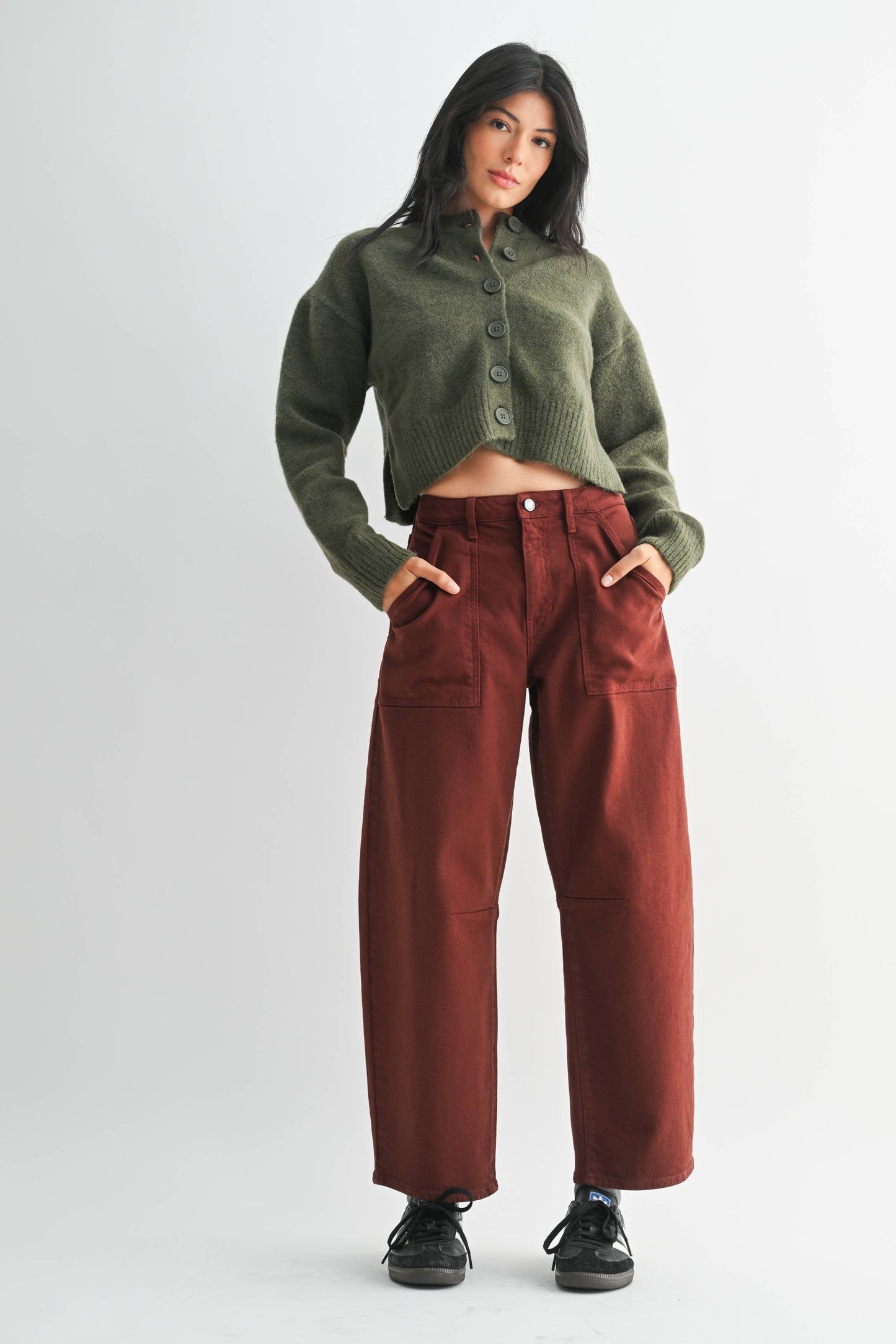 Just Black Denim - Utility Seamed Barrel Cinnamon BP203J