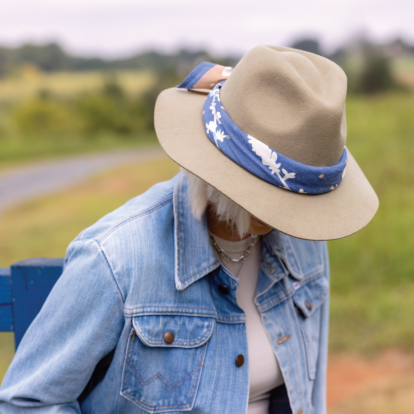 Cotton Voile Printed Bandana - Deep End