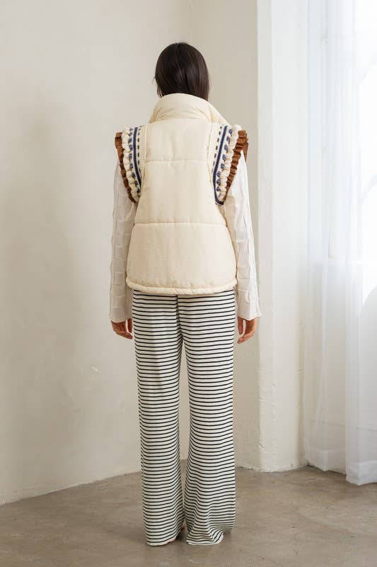 Penny - Elegant Embroidered Puffer Vest