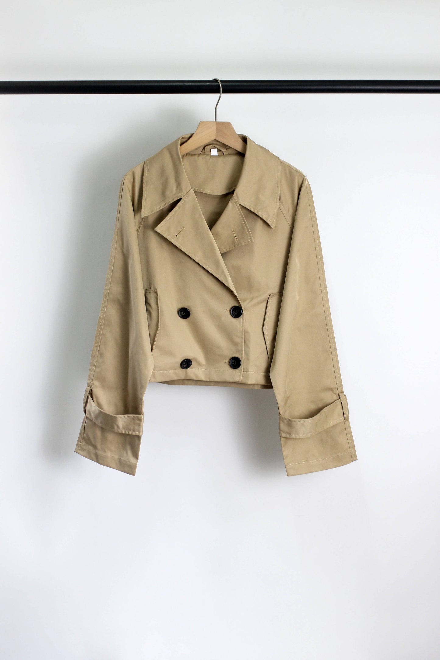 Audrey Cropped Double-Breasted Trench Jacket