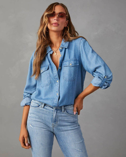 Emmie Denim Pocket Long Sleeves Shirt
