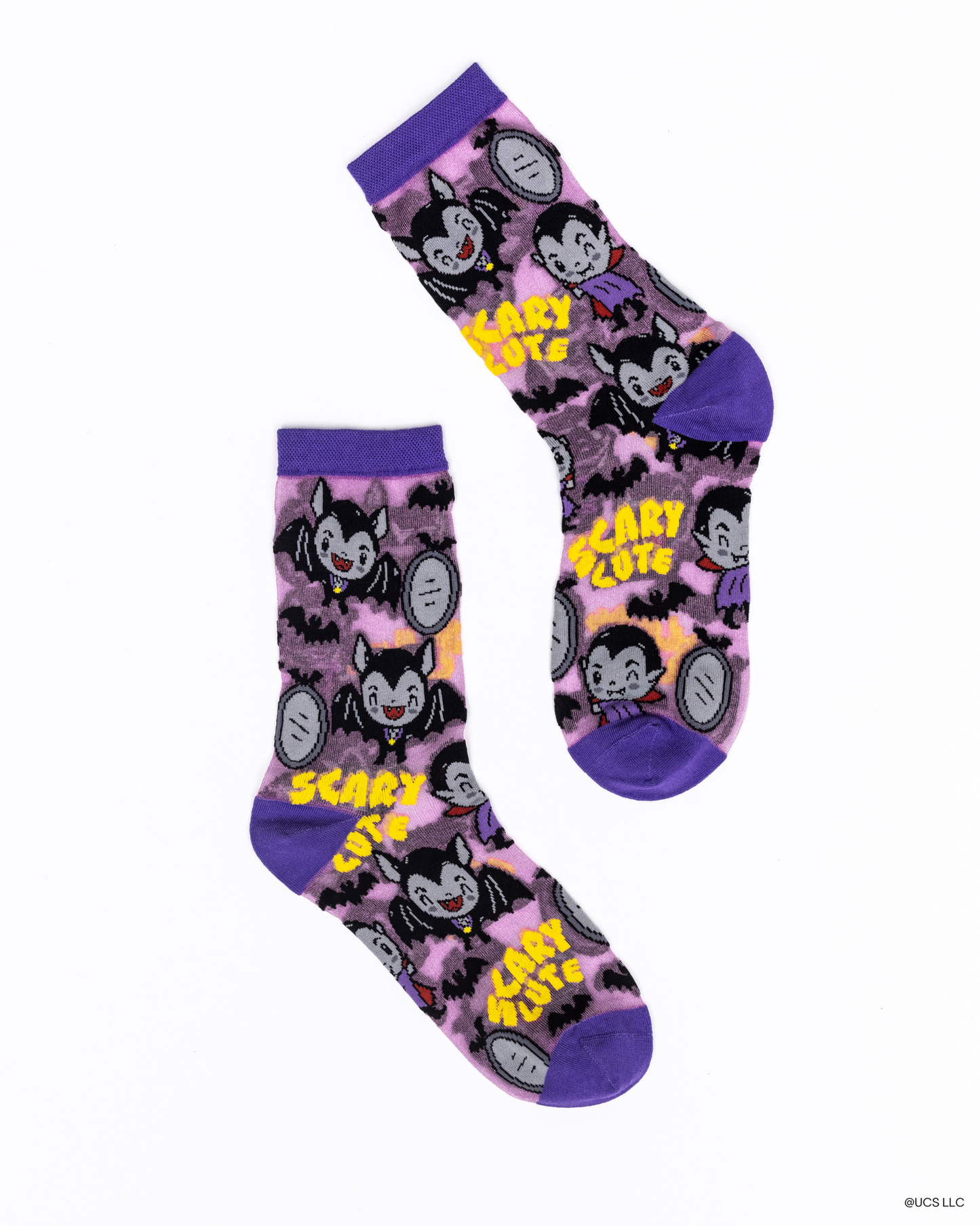Dracula Scary Cute Shimmer Sheer Crew Sock