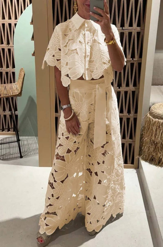 Camila Crochet Floral Lace Button-down shirts
