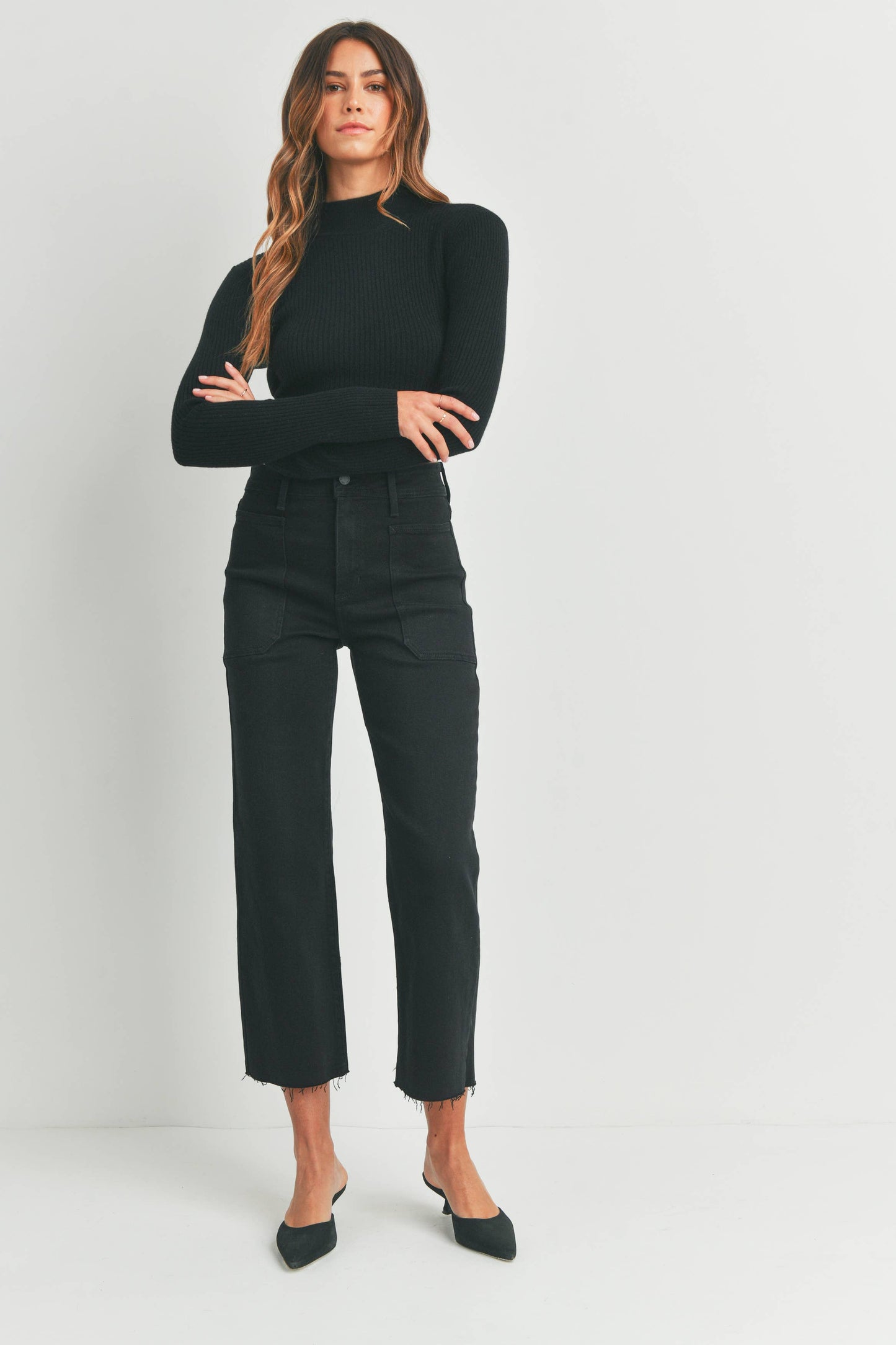 Just Black Denim - High Rise Utility Wide Leg WBLK BP353J