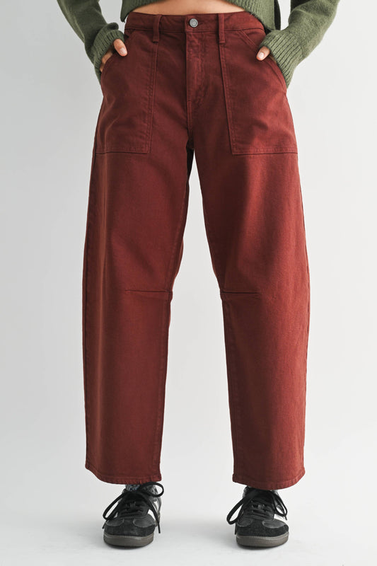 Just Black Denim - Utility Seamed Barrel Cinnamon BP203J