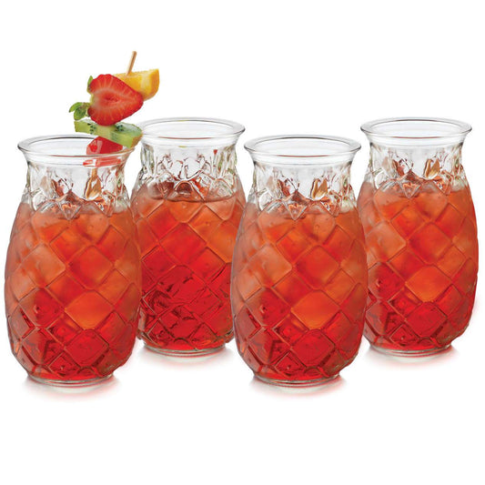 Libbey Tiki Pineapple Glasses, 17-ounce