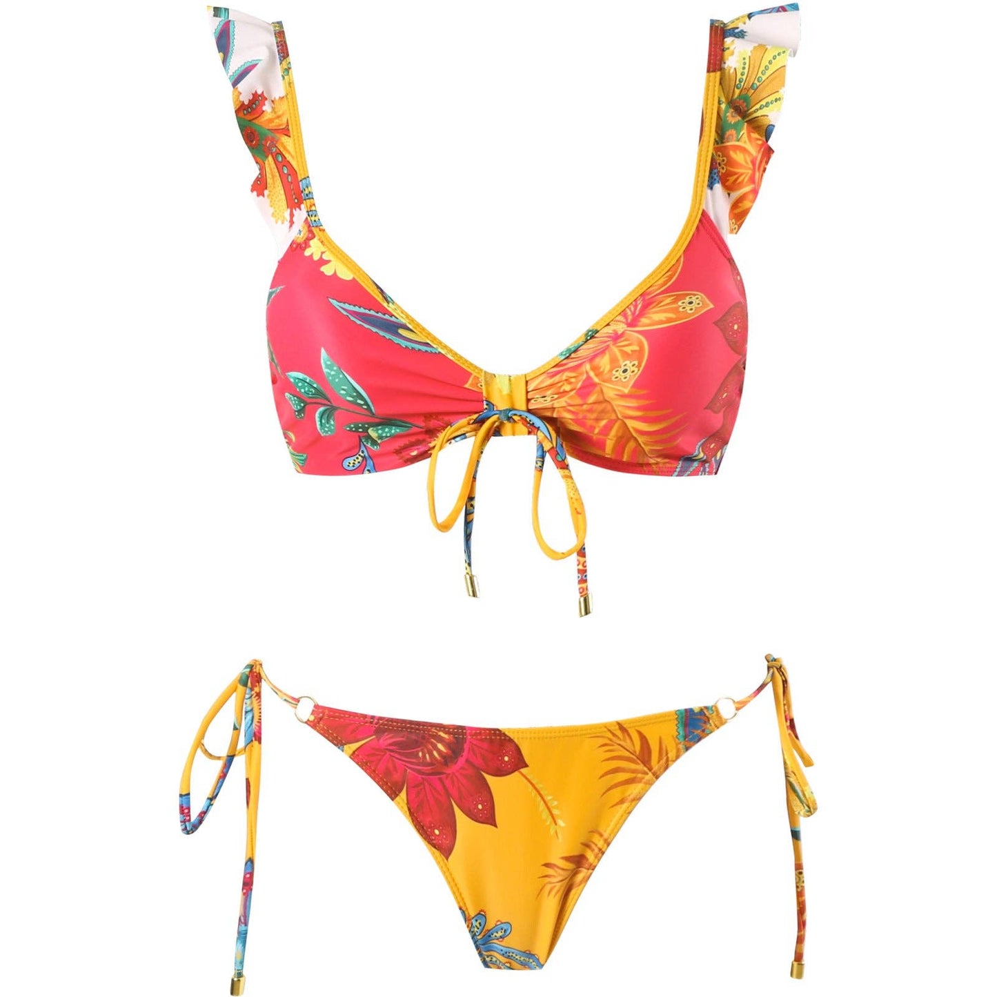 Rio - Ruffle Shoulder Straps Bikini Set with Cover