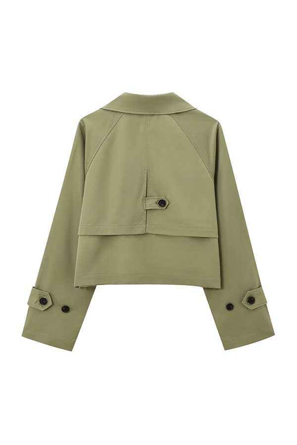 Audrey Cropped Double-Breasted Trench Jacket