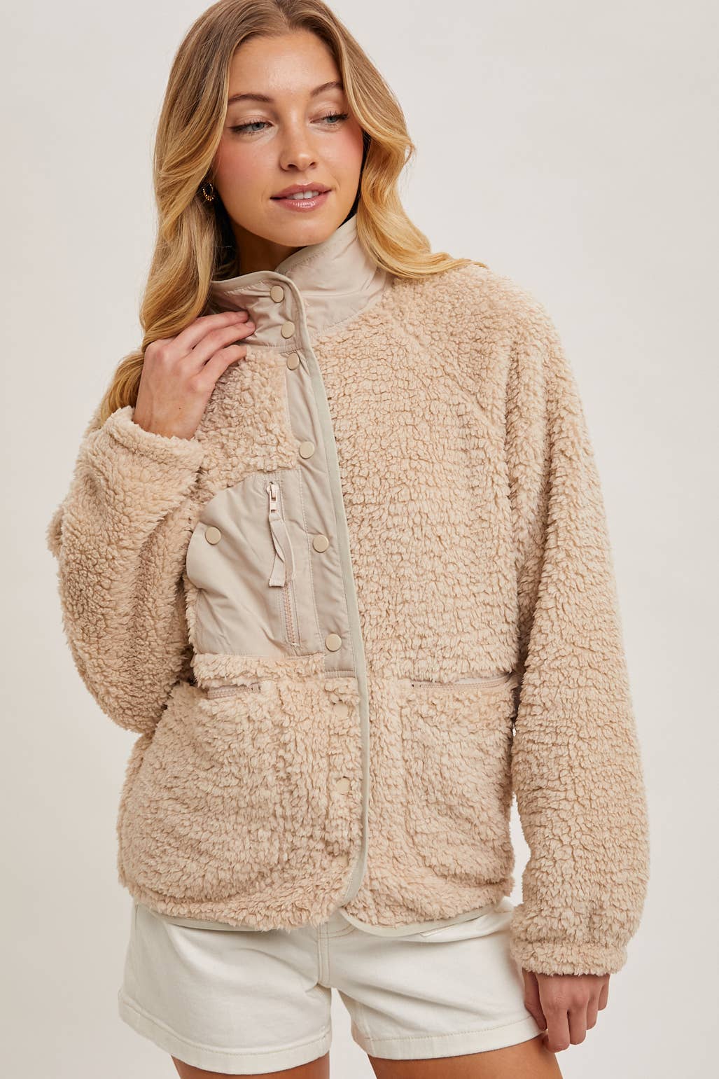 Camila - Button Down Fleece Sherpa Jacket