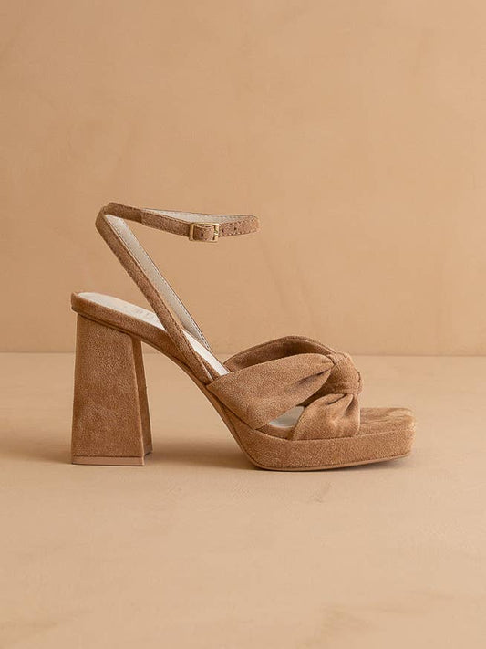 The Zoey Almond | Knotted Band Platform Heel