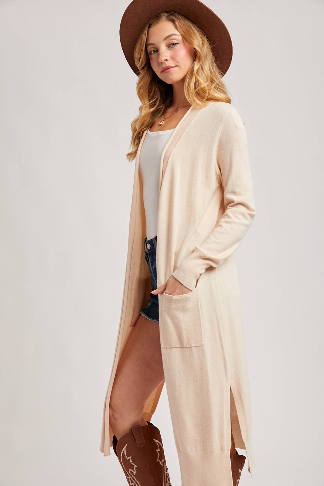 Posh - Longline Open Front Cardigan