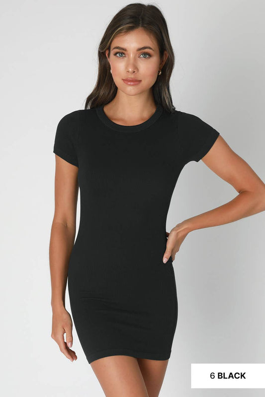 NIKIBIKI Ribbed Short Sleeve Dress