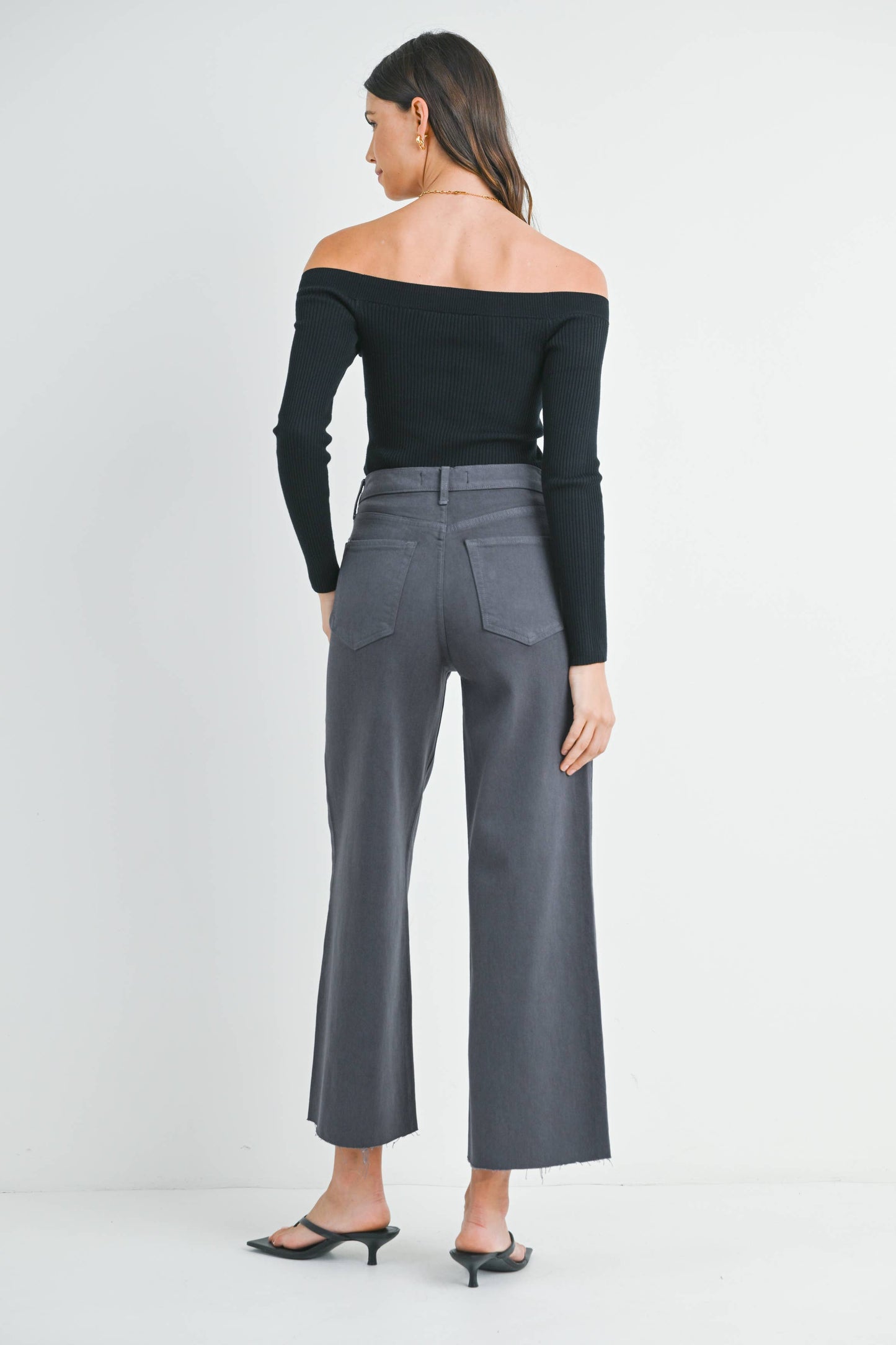 Just Black Denim - Scissor Cut Wide Leg DK Charcoal BP460J