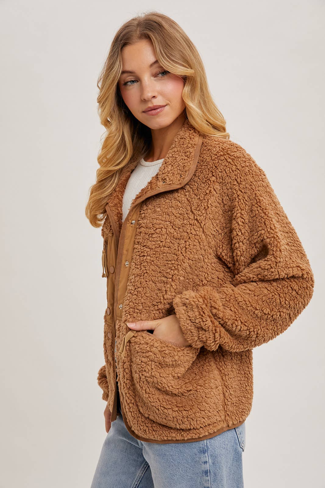 Camila - Button Down Fleece Sherpa Jacket