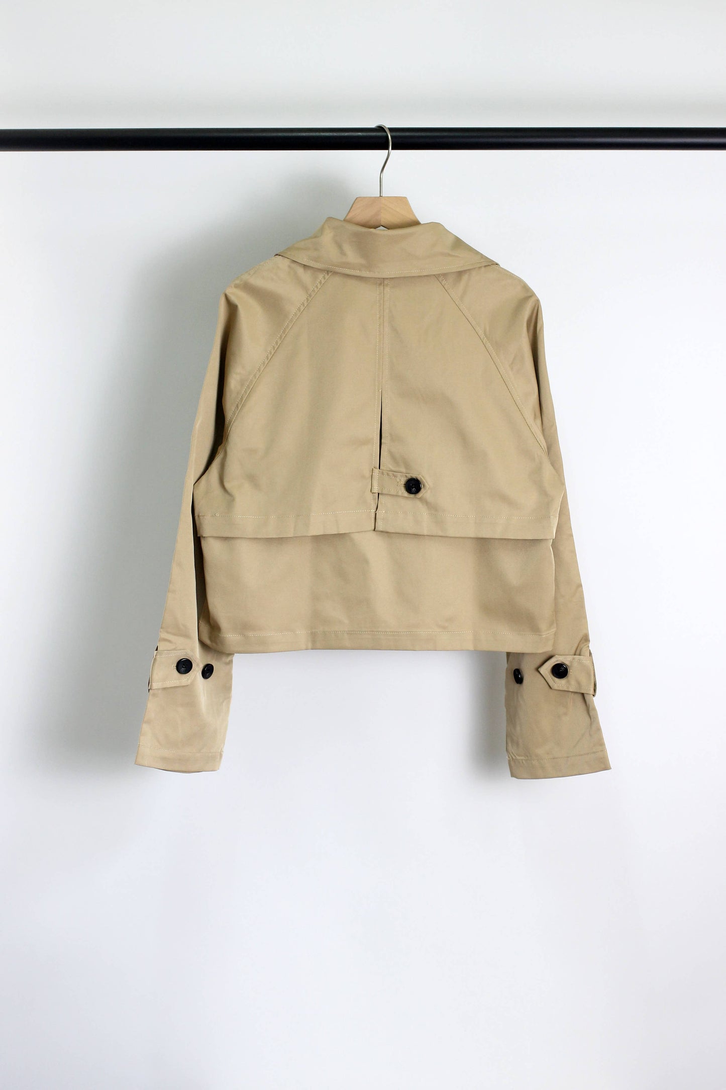 Audrey Cropped Double-Breasted Trench Jacket