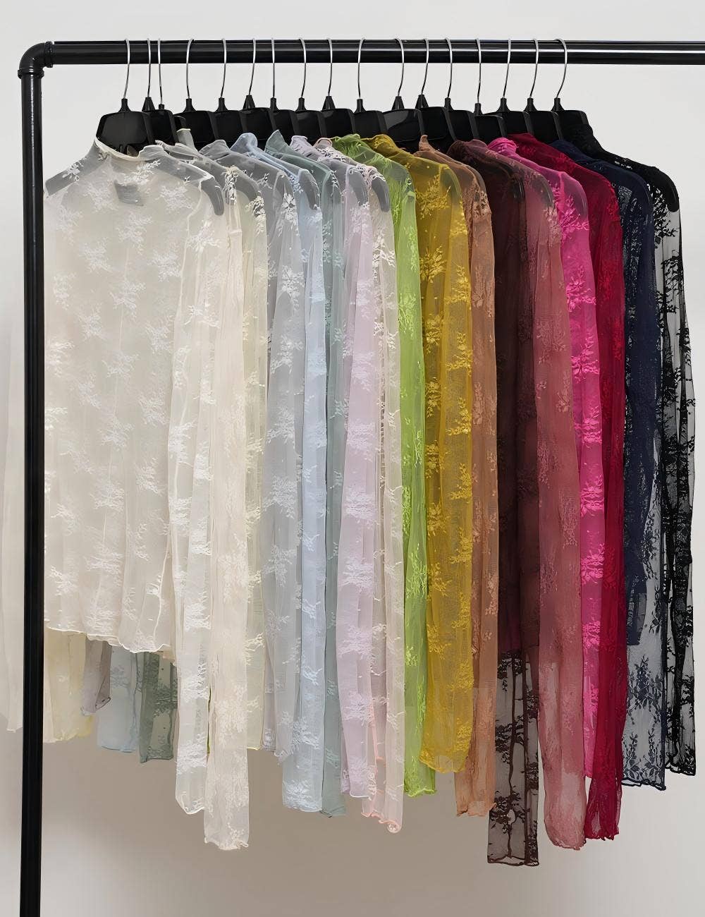 Lux Lace Sheer Long-Sleeve Top