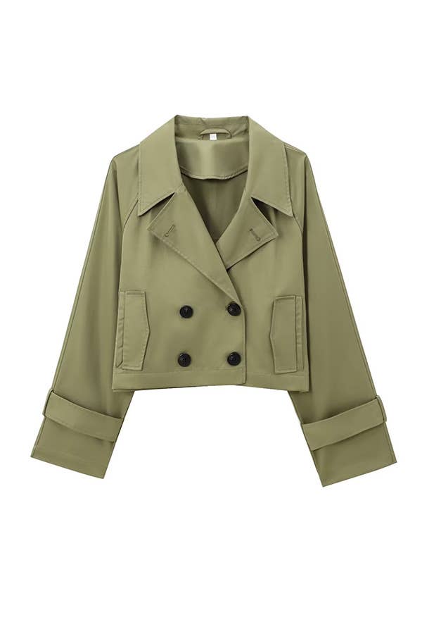 Audrey Cropped Double-Breasted Trench Jacket