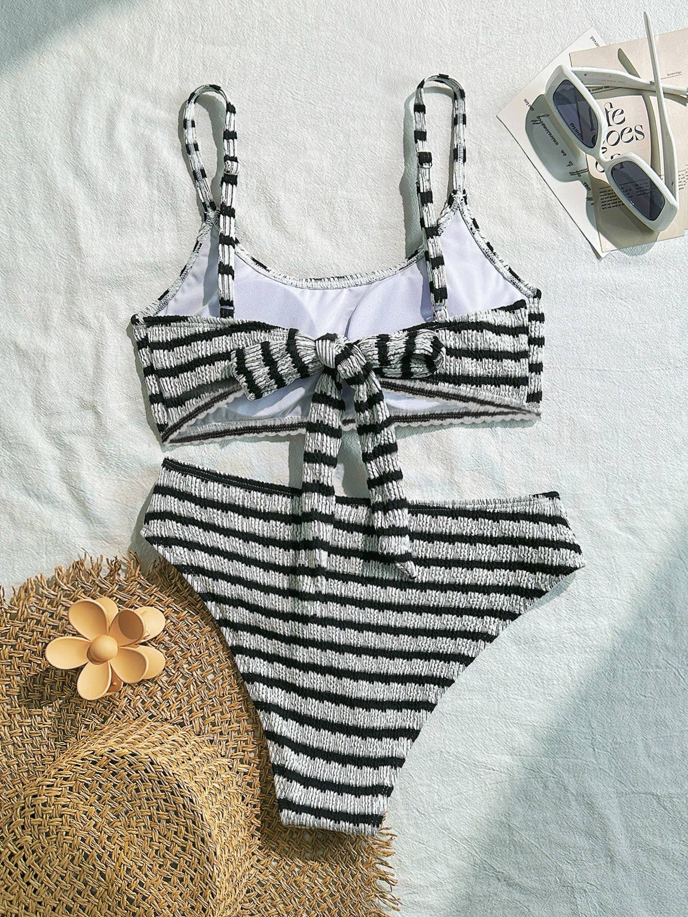 Meredith Stripe Lace-Up Bikini