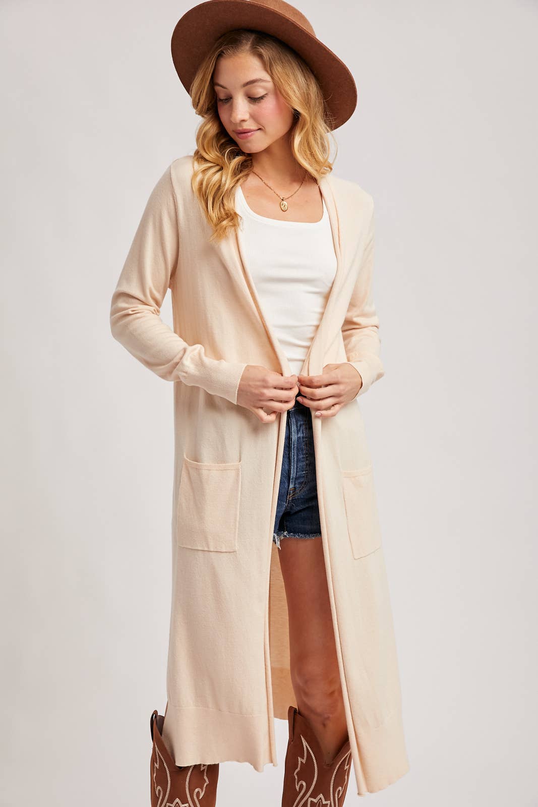 Posh - Longline Open Front Cardigan