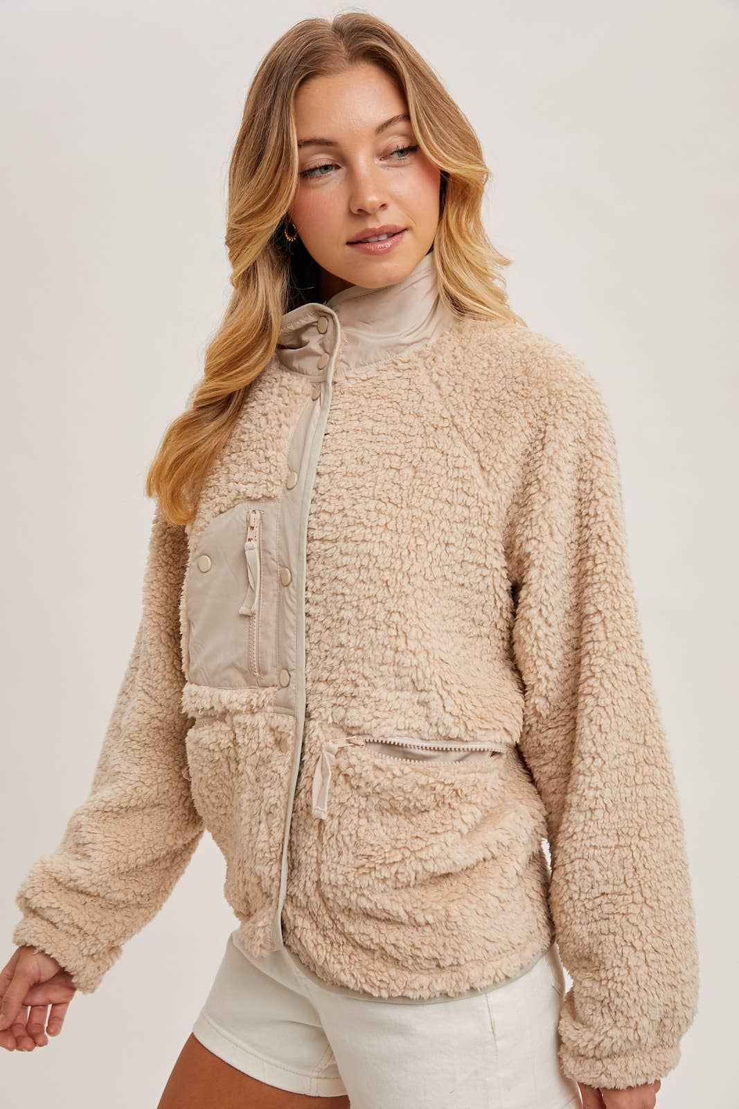 Camila - Button Down Fleece Sherpa Jacket