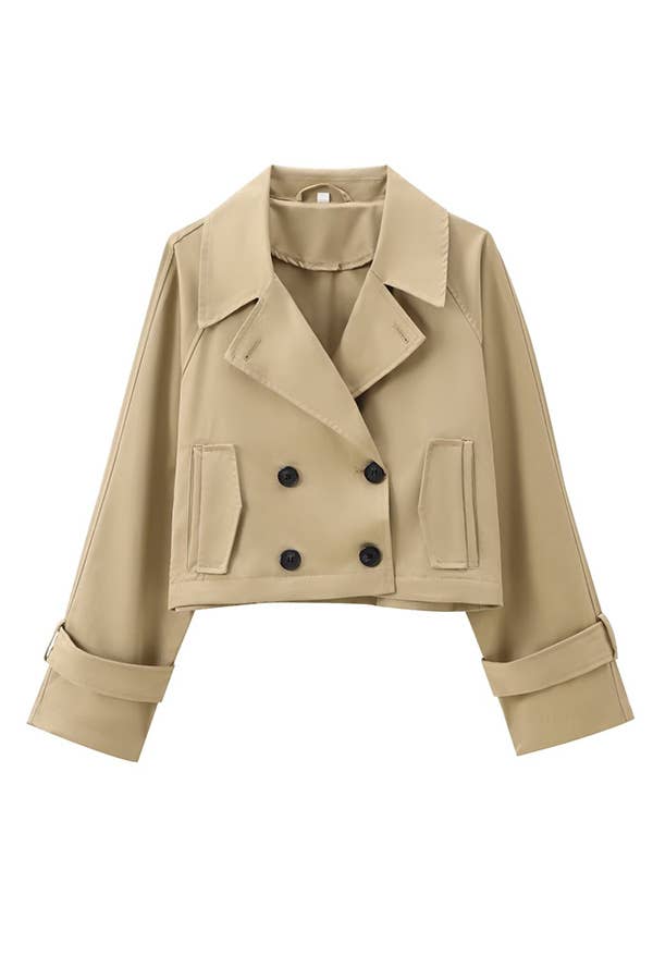 Audrey Cropped Double-Breasted Trench Jacket
